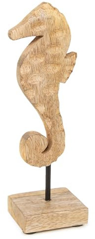 Logbuch-Verlag Seepferdchen Deko Figur braun aus Holz Badezimmer Spa Wellness-Hotel Dekoration 19 cm