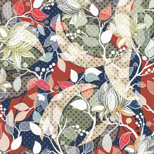 Self Adhesive Wallpaper Colorful Flowers and Branches Interacting Peel and Stick Contact Paper, 44X300CM, Blue with Black Dots Background Removable Decorative Film for Wall Cabinet Furniture