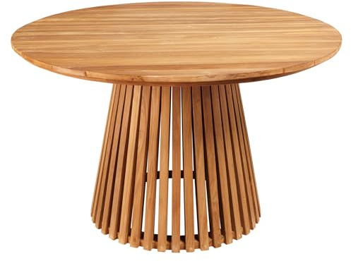 Esstisch EMPIRE TEAK 140cm - braun - Teakholz - Filz-Bodenschutz | Wetterfest, für ca. 4-6 Personen geeignet, stabile Konstruktion, für Terrasse, 180 kg Belastbarkeit