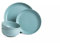 12-Piece Stoneware Dinnerware Set, Duck Egg Blue, Matte Glaze, 4 Place Settings