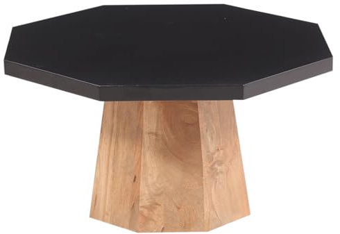 Marrakesch Runder Couchtisch Adelchi 90 cm aus Holz massiv | Handgefertigter Wohnzimmertisch im modernen Naturholz-Design | Großer Sofatisch langlebig handgefertigt für Wohnzimmer, Lounge & Loft