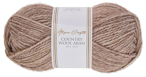 Utopia Crafts Country Wool Blend Aran Yarn for Knitting and Crochet 100g (Sandstone Beige)