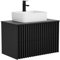 UEV Waschtisch mit Unterschrank, Waschbeckenunterschrank 61cm/81cm Badmöbel Set, Natur (Schwarz mit Waschbecken, 81 x 46 x 51,8cm(B x T x H))
