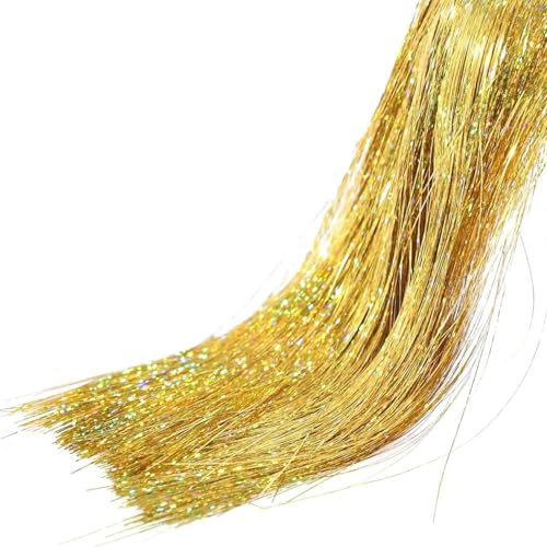 Strands Christmas Tinsel Icicles, 45cm/17.2 Inch Shiny Foil Icicle, Lametta Tinsel Strands Bulk for Xmas Tree, Holiday, Birthday, Wedding, Party Hanging Decoration (gold 5000pcs)