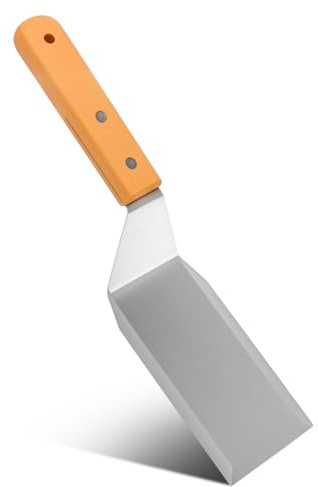 KQDRAVINE Pfannenwender Edelstahl mit Holzgriff 11 x 2,8 Zoll Grillwender, Hitzebeständiger Küchenschaber Gemüseschaufel Robuster Metallspatel für Grillen, Burger, Braten und ACKüche, Silberfarben