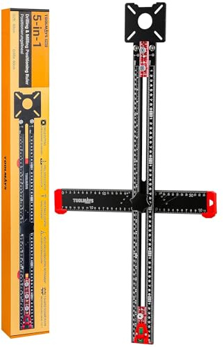 5-In-1 Drilling Positioning Ruler & Router Milling Groove Bracket 23.62in | 60cm Cabinet Hardware Jig For Router Tool, Adjustable Cabinet Template Tool For Woodworking