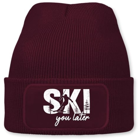 Ski You Later – lustige Wintermütze | Beanie für Damen & Herren, warm, elastisch & Unisex, Strickmütze mit Patch & Druck, perfekt für Après-Ski, Weihnachtsmarkt & Fasching