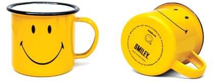 Suck UK Tasse à thé en émail Smiley | Tasse à café | Équipement de camping | Tasse de camping vintage en métal | Cadeau de camping en plein air | Cadeaux de café pour homme | Émail rétro | Tasse à bas