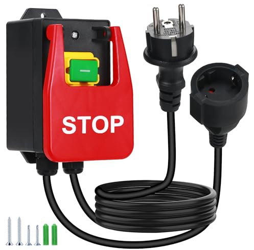 BOSYTRO Nouvelle version Interrupteur, Interrupteur Monophasé 220V, Interrupteur de Sécurité Avec cordon d'alimentation 1.6m Pour couper rapidement l'alimentation de l'équipement (stop)