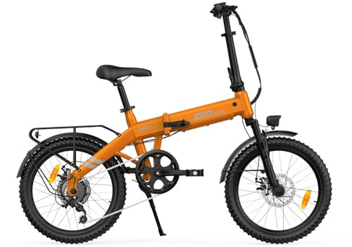 PVY E-Bike Klapprad Elektrofahrrad 20 Zoll, Elektrofahrrad für Herren & Damen, 36V 14,5Ah Akku, 120km Reichweite, 250W Motor, 7-Gang, Scheibenbremsen, Gepäckträger – faltbares Stadtfahrrad,Orange