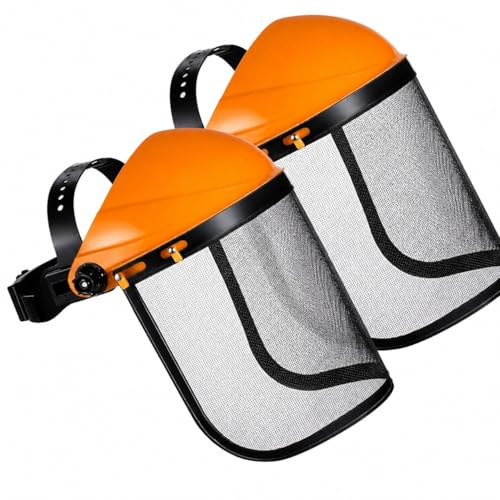Partenopea Visiera Protettiva Decespugliatore a Rete Regolabile Protezione Viso e Occhi per Giardinaggio Tagliaerba Motosega Casco Sicurezza Anti Detriti Leggera e Confortevole Arancione (2)
