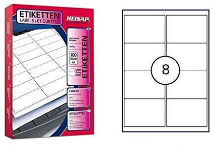 Versand-Etiketten 99,1 x 67,7mm DIN A4 Aufkleber - 1.000 Bögen (8.000 Versand-Etiketten)
