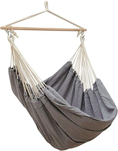 AMANKA Extra-Sicher XXL Hängesessel 185x130cm Sitz-Hängematte 150kg Indoor Outdoor Hängestuhl Garten Hängeschaukel Grau