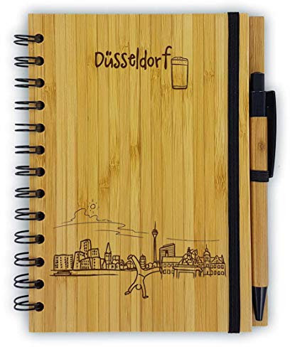 Notizbuch aus Bambus Skyline Düsseldorf