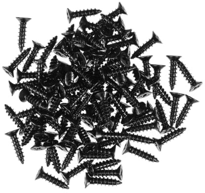 DOITOOL Schrauben Schwarz Flachkopf : 100 Stücke Carbon Steel Selbstschneidende Holzschrauben Kopfschrauben Kleine Schwarze Stahlschrauben Für Spanplatten Schrank Scharniere Möbel, 16mm