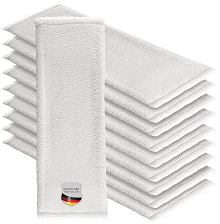 Thometzki Mikrofaser Wischmop 40 cm White Ersatz für Mop Klapphalter Wischmoppbezug, für Versiegelung Reinigung von Bodenbeläge wie Laminat Dielen, Fliesen Feudel, Bodenwischer Ersatzbezug (10)