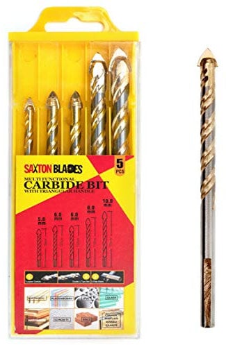 Saxton - Set di 5 punte da trapano per piastrelle, ceramica, porcellana, granito, marmo, muratura, vetro, ecc