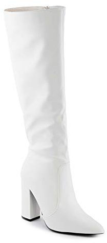 Toocool Stivali Donna Scarpe a Punta al Ginocchio Tacchi Alti Stivaletti X8056 [40,Bianco]