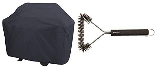 Amazon Basics - Gasgrill-Abdeckung - Mittel/Klein, Schwarz & Grillbürste, dreieckig, 30,5 cm