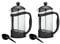 Black Plastic Cafetiere Coffee Maker French Press Pot (Makes 3 Cups) - Set of 2
