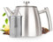 Vaja Trends | Teekanne | Grau Edelstahl 1L | Teekanne mit Siebeinsatz | Teekanne Edelstahl | Stövchen für Teekanne | Teekanne mit Stövchen | Tea Maker | Doppelwandig