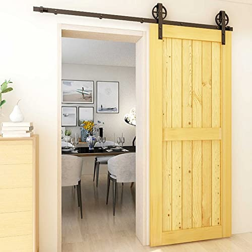 Schiebetürschiene, 214 cm, Set mit Hängerollen, System, Schwarz, für 1 Schiebetür, innen, 107 cm, breit, großes J-Form
