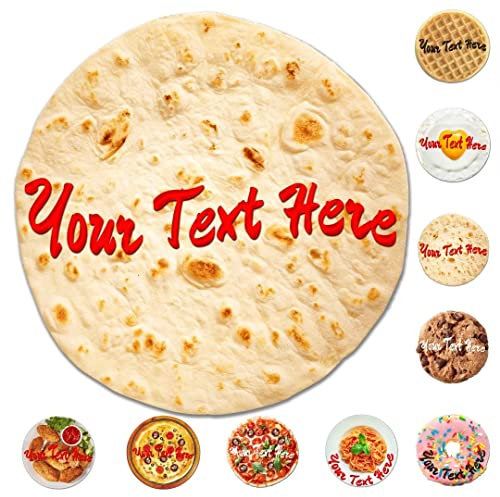 Gestalten Personalisierte Decke mit Foto Text,Lustige, runde Tortilla-Decke Personalisiert, Hochzeitsgeschenke Personalisiertes Geschenke Kinder für Fotodecke Halloween Decke