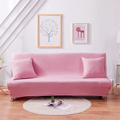 Hiseng Housse de Clic Clac Élastique Canapé 3 Places, Housse de Canapé sans Bras Extensible Antidérapant Universel Tout Couvert Canapé-lit Pliant Protecteur (Rose,160-190cm)