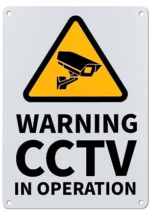 CCTV In Operation Sign Aluminum 250mm x 180mm Self Adhesive Pre-DrilledMetal Reflective Safety Warning Signs Waterproof for Premises Indoor Outdoor Business Office 2 Pack