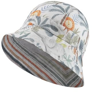 Sterntaler Safarihut Dschungeln - Kopfbedeckung mit UV 50+ - Unisex Kinder Hut aus weicher Baumwolle - Kinder Sonnenhut gefüttert mit Bio -Batist für optimalen Sonnenschutz - weiß, 55