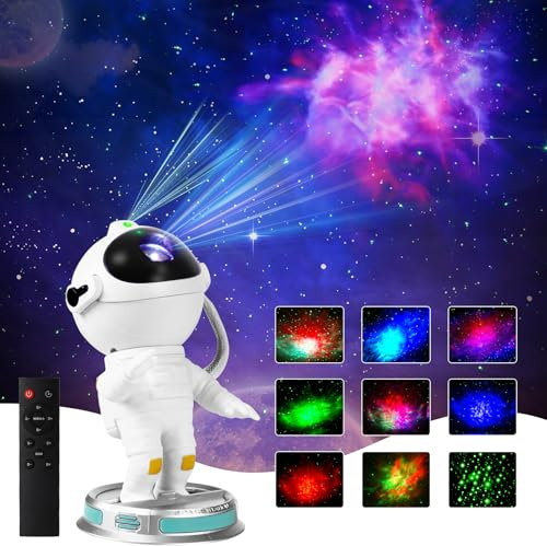 KIKILIVE Astronaut Galaxy Projector - LED Star Night Light with Nebula, Timer for Bedroom Ceiling, Gifts for Children & Adults