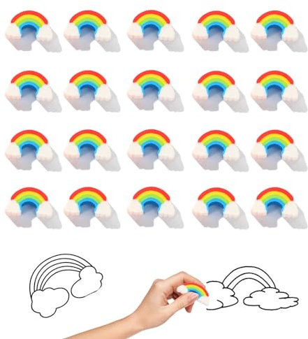 Kotkiddy® 20 Stück Regenbogen Radiergummi,Radiergummi Kinder set,Radiergummi Lustig,Radiergummi 2B,Radiergummi Lustig,Radiergummi Bunt,Radierer Knder