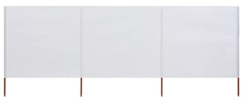 ARKEM 3-teiliges Windschutzgewebe 400 x 80 cm Sandweiß Windschutz Balkon Paravent Outdoor Wetterfest