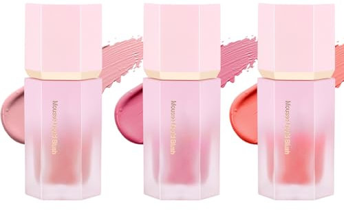 Blush Liquido, 3 Pezzi Crema di Fard Liquido con Lunga Durata, Fard in Crema Liquida Non Appiccicoso, Blush Make Up per Aspetto Naturale(01#,02#,03#)
