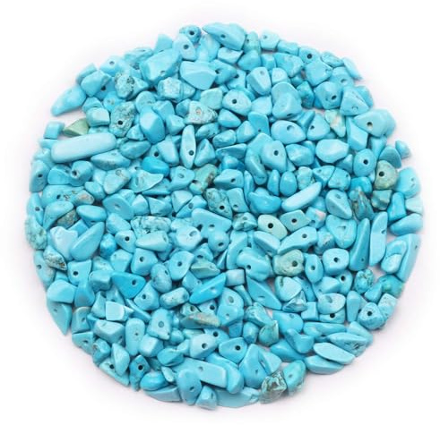 500Pcs Blue Turquoise Irregular Natural Gemstone Chips Beads, 5-8mm Drilled Crystals Beads for Jewellery Making, Crystal Tumbled Chips for Bracelet Crafting