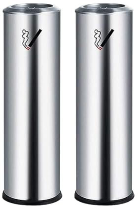 Cenicero de pie 2Pcs Cenicero de Pie al aire libre del Acero Inoxidable de la Columna Cenicero Con Desechos, Para el Patio de Altura Fuera de Ceniceros Para Colilla de Cigarrillo Receptáculo de la Di