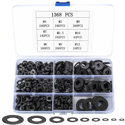 1368 Pz Kit Rondelle, Rondelle Alzaporta, Rondelle Piatte, Rondella Metallo, Rondella di Rotonda Distanziatore per Riparazioni in Fabbrica Cucine Negozi, M2 M2.5 M3 M4 M5 M6 M8 M10 M12