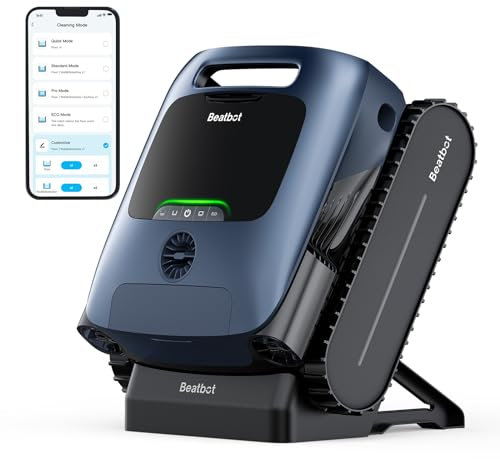 Beatbot AquaSense Pro Pool-Roboter, kabelloser Poolsauger für eingelassene Pools, klärt Wasser, skimmt die Wasseroberfläche, Oberflächenparkfunktion, smarte Pfadoptimierung, bis zu 305 m² – Navy Blue