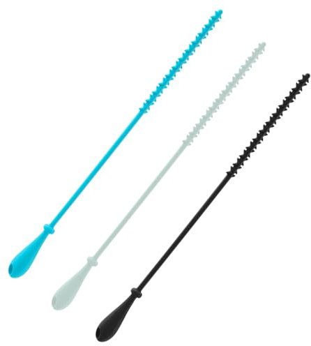 3pcs Silicone Straw Brush Set, 9.45 Inch Extra Long Cleaner Brushes for Reusable Water Bottle Straws - Bendable Crevice Cleaning Tool for Kitchen