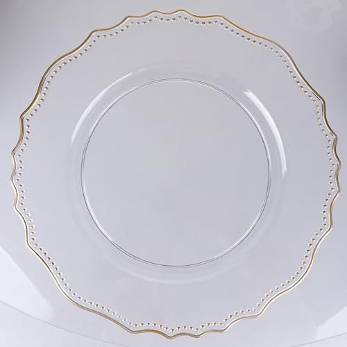 Set 6 Sottopiatto Ø 33 cm trasparente forma smerlata con bordino oro, Versailles