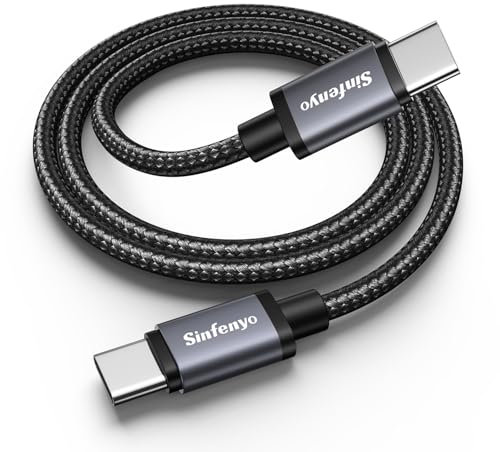 Sinfenyo 1M 60W USB C to USB C Charger Cable Fast Charge Type C to C Data Lead Compatible with iPhone 16/15 Pro Max, Samsung Galaxy S24 S23 Ultra, Pixel 8, MacBook Pro M3, iPad Pro 2024/Air 5