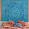 FURNISHFUL FINESSE Mandala Wandteppich Türkis Wandbehang Wandteppiche Boho Pfau Wandtuch für Dekor Zuhause und Wohnzimmer– 137 x 213 cm