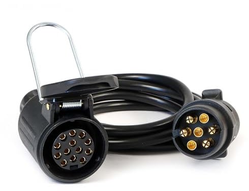 Wiltec Verlängerungskabel 3 m 7-polig auf 13-polig, Anhängerkabel PVC, Robustes Elektrokabel mit Stecker & Buchse, Verlängerungskabel für Anhänger und Wohnwagen