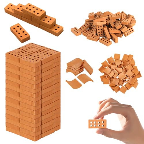 Demarsen 80 Stück Mini Ziegelsteine Mini Simulation Ziegel Rot Miniatur Ziegel 1:16 Mini Scale Ziegel Mini Ziegel Set für DIY Bauen Puppenhaus Garten Ornament Haus Spielzeug Deko