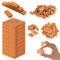 Demarsen 50 Pcs Mini Bricks with 30 Pcs Mini Red Roof Tiles Micro Bricks for Garden Sim Bricks 8 Hole Brick Building Bricks for DIY Dollhouse Garden Ornament Micro Landscape Accessories