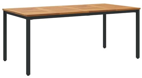 vidaXL Outdoor Patio Esstisch - Stahl & Holz Kombination - Schwarz 180x90cm - Rustikales modernes Design für Garten/Terrasse