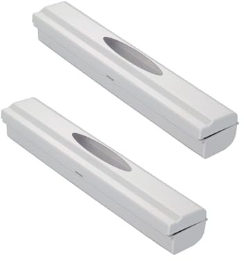 Folienschneider Mod. Perfect-Cutter praktischer Abroller für Frischhaltefolie und Alufolie 2er Set aus Kunststoff Lichtgrau 38 x 5,2 x 6,7 cm