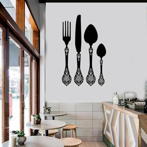 KGXUEDAO Kitchen Utensils Decorations Vinyl Wall Sticker Spoon Knife Fork Wall Decal for Modern Kitchen and Dining Room Wall Art Decoration