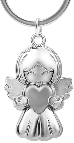 LOLANIUT Schutzengel Schlüsselanhänger mit Herz, Silber Schutzengel Anhänger, Schlüsselanhänger Schutzengel Symbolisiert Liebe und Schutz, Guardian Angel für Frauen, Freundinnen, Familie, Mitschüler