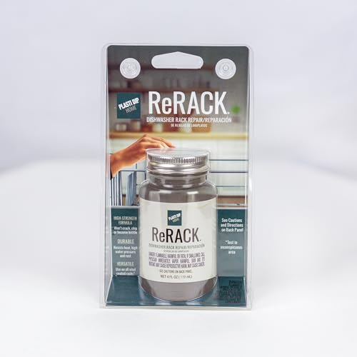 Plasti Dip ReRACK - Revestimiento de reparación de rejilla gris metálico de 4 onzas, pintura de retoque de goma flexible para estantes de lavavajillas, protección contra el óxido, resistente al calor